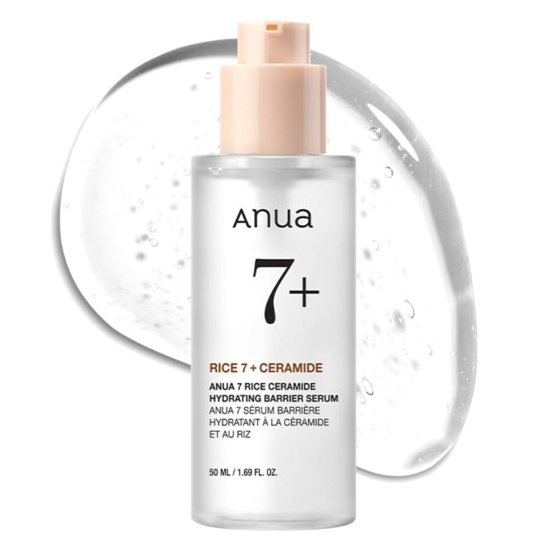 ANUA RICE CERAMIDE 7 HYDRATING BARRIER SERUM, Brightening, Hydrating Serum for Face, Rice, Hyaluronic Acid, Niacinamide, Fragrance-free, Non comodogenic, Glass Skin, Korean Skin Care, 50ml/1.69fl.oz.