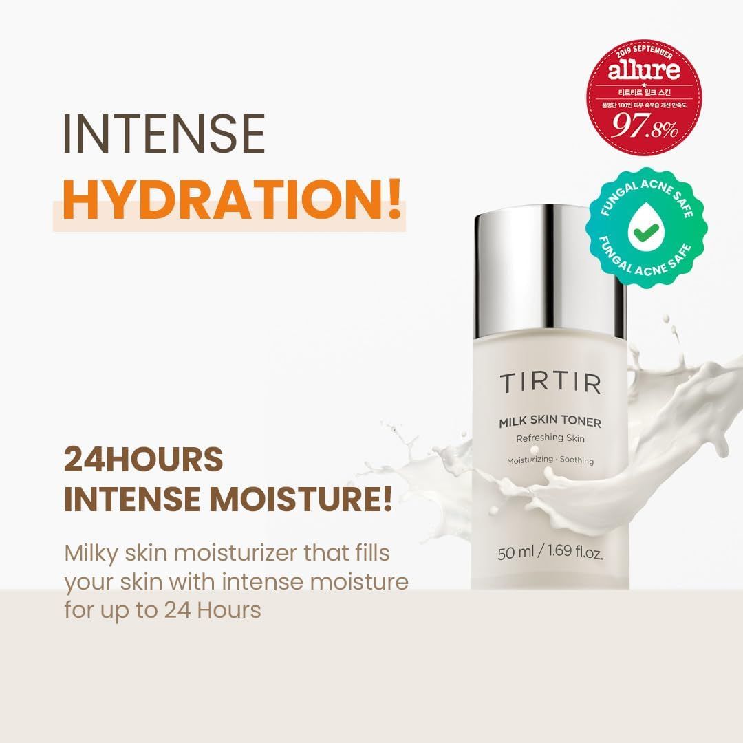 TIRTIR Milk Skin Rice Toner | Deep Moisturizing, Hydrating Toner for face | Niacinamide, Ceramide, Rice Bran Extract | Nature-Oriented Ingredients for Korean Skin Care | Vegan, (150 ml)