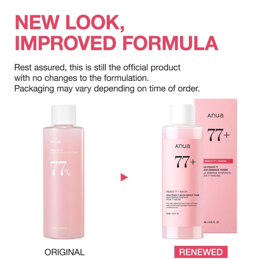 Anua Peach 77 Niacin Essence Toner 250ml / Brightening Toner for Face, Niacinamide, Panthenol, Ceramides, Facial Toner for Glass Skin, Korean Skin Care (8.45 fl.oz.)