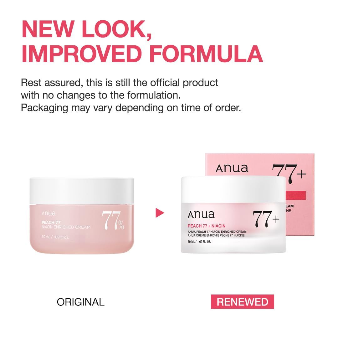 Anua Peach Niacinamide Cream, Face Moisturizer for Dry Skin with Vitamin B12, Collagen, Ceramide, Panthenol, Korean Skin Care for Glass Skin (50ml, 1.69 fl.oz.)