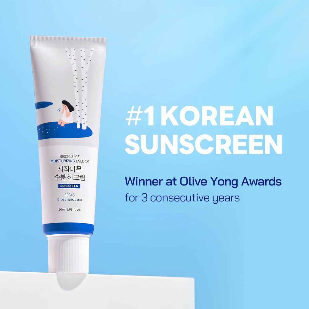 ROUND LAB Birch Juice Moisturizing + Mild-up Sunscreen UV LOCK Set 1.69 Fl Oz SPF 45 broad spectrum, Essence Type Moisturizing sunscreen for Sensitive Skin, Ocean Friendly-Reef Safe, Korean Sunscreen