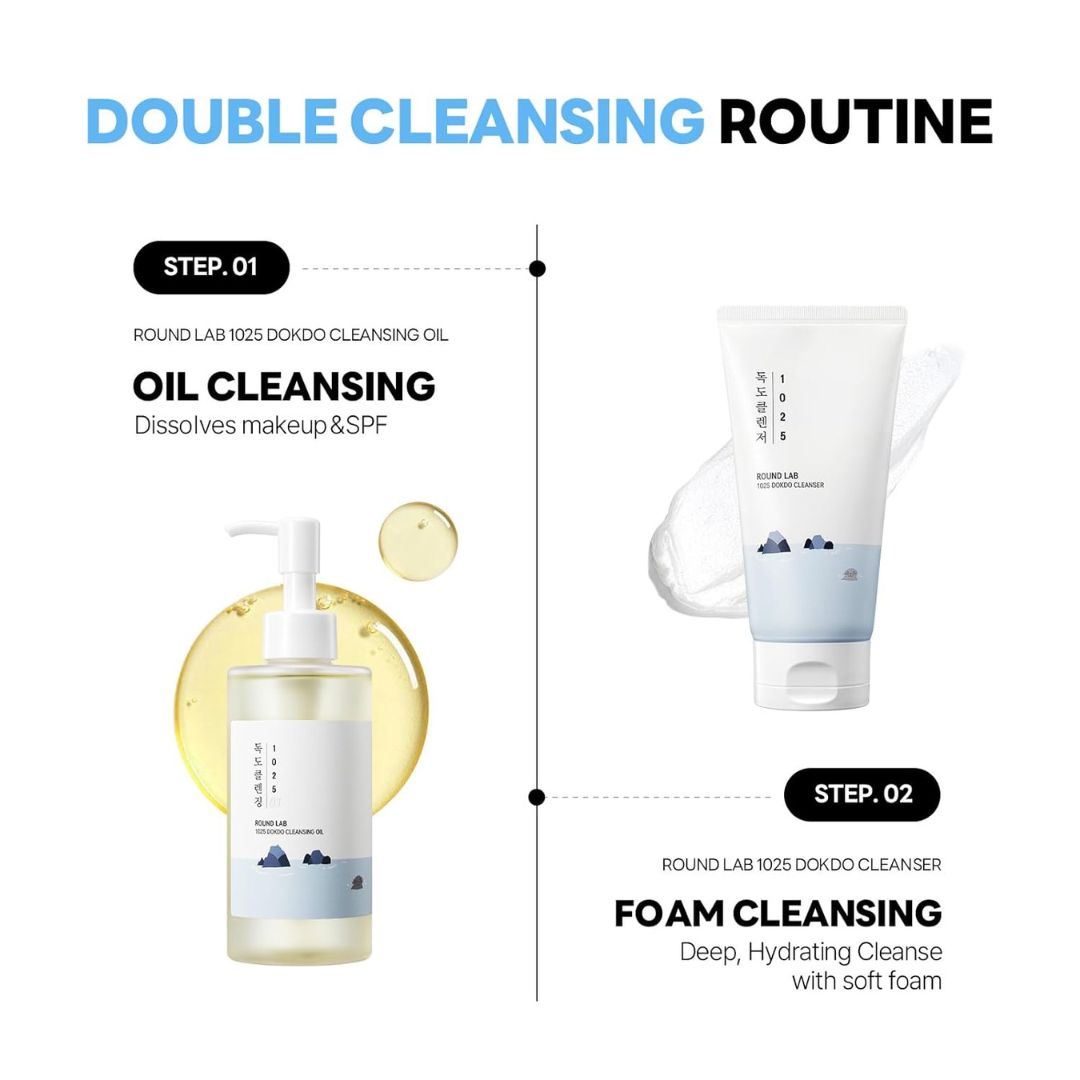 ROUND LAB 1025 Dokdo Cleansing Oil | Fresh and light oil cleanser for all skin types, Amazing blackhead removal, Dissolve impurities and increase moisture retention, Alcohol-Free (6.76fl.oz)