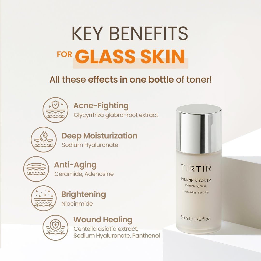 TIRTIR Milk Skin Rice Toner | Deep Moisturizing, Hydrating Toner for face | Niacinamide, Ceramide, Rice Bran Extract | Nature-Oriented Ingredients for Korean Skin Care | Vegan, (150 ml)
