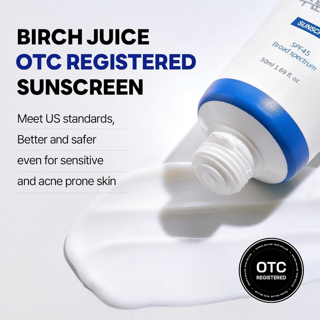 ROUND LAB Birch Juice Moisturizing + Mild-up Sunscreen UV LOCK Set 1.69 Fl Oz SPF 45 broad spectrum, Essence Type Moisturizing sunscreen for Sensitive Skin, Ocean Friendly-Reef Safe, Korean Sunscreen