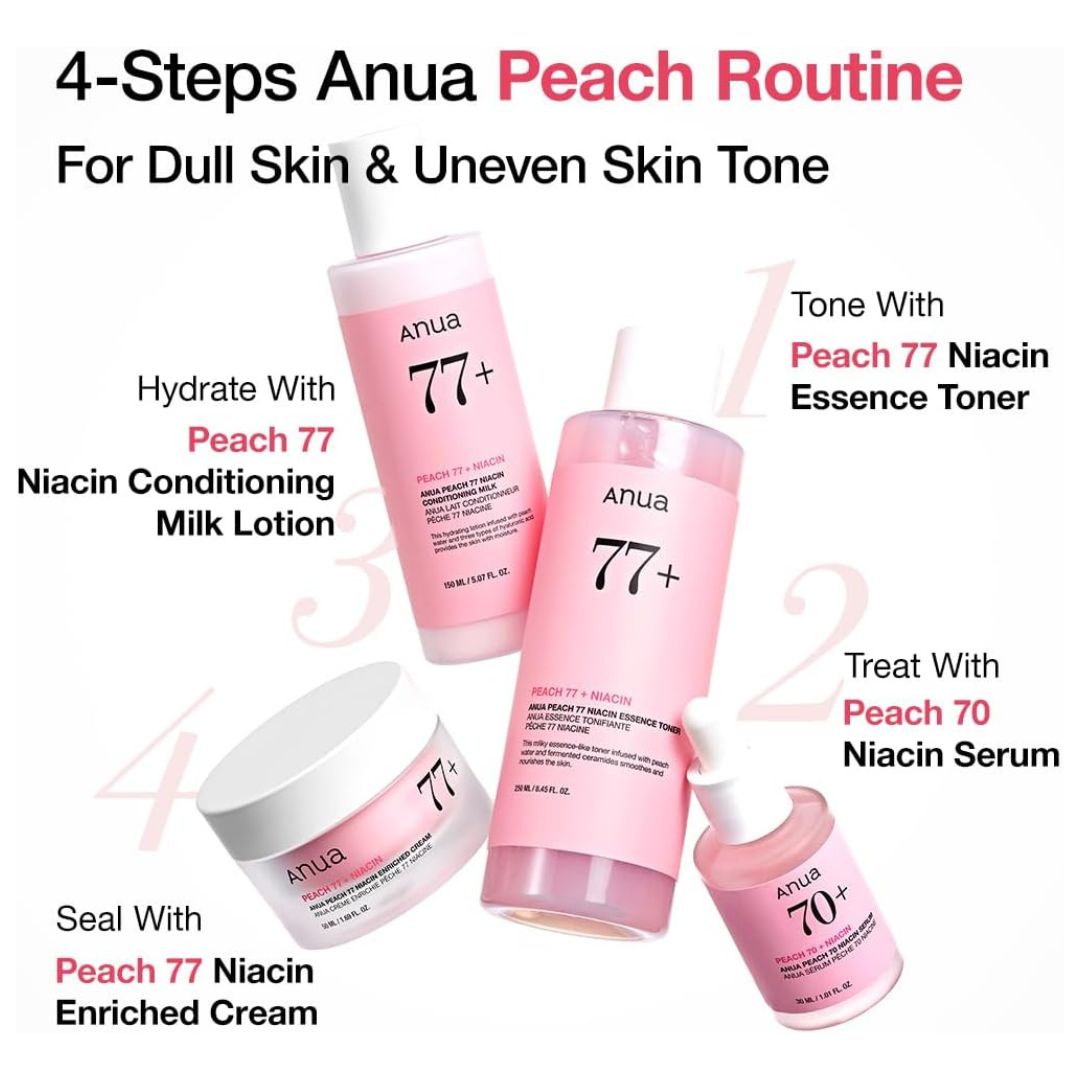 Anua Peach 77 Niacin Essence Toner 250ml / Brightening Toner for Face, Niacinamide, Panthenol, Ceramides, Facial Toner for Glass Skin, Korean Skin Care (8.45 fl.oz.)