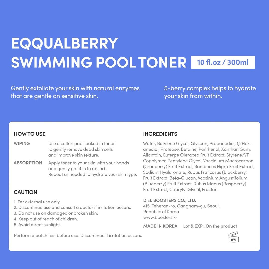 Swimming Pool Toner - Gentle Exfoliating Toner with Natural Enzyme | Boosted Hydration with Hyaluronic Acid | Daily Toner for Sensitive Skin | Korean Skincare, 10.14 Fl. Oz / 300ml
