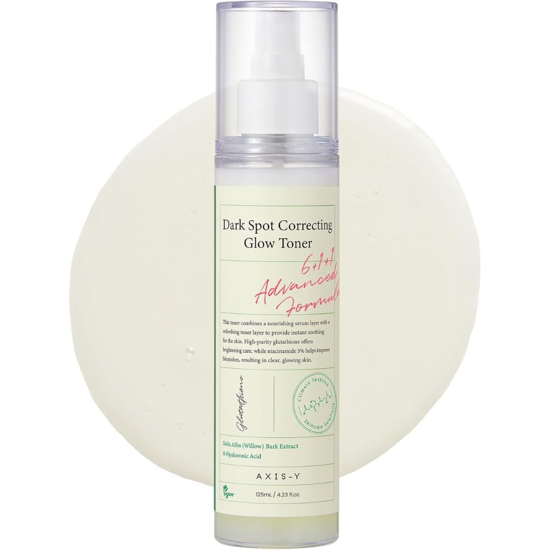 AXIS-Y Dark Spot Correcting Glow Toner - Brightening & Hydrating with 5% Niacinamide, Glutathione & Hyaluronic Acid - Vegan Korean Skin Care Exfoliator Face Toner for All Skin Types - 4.22 fl. oz.