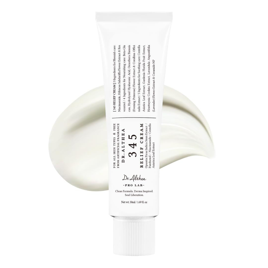 Dr.Althea 345 Relief Cream | Daily Face Moisturizer | Blemish Relief Care | Soothing Recovery & Moisture with Niacinamide, Panthenol | Korean Vegan Skin Care for All Skin Types | 1.7 Fl Oz (Pack of 1)
