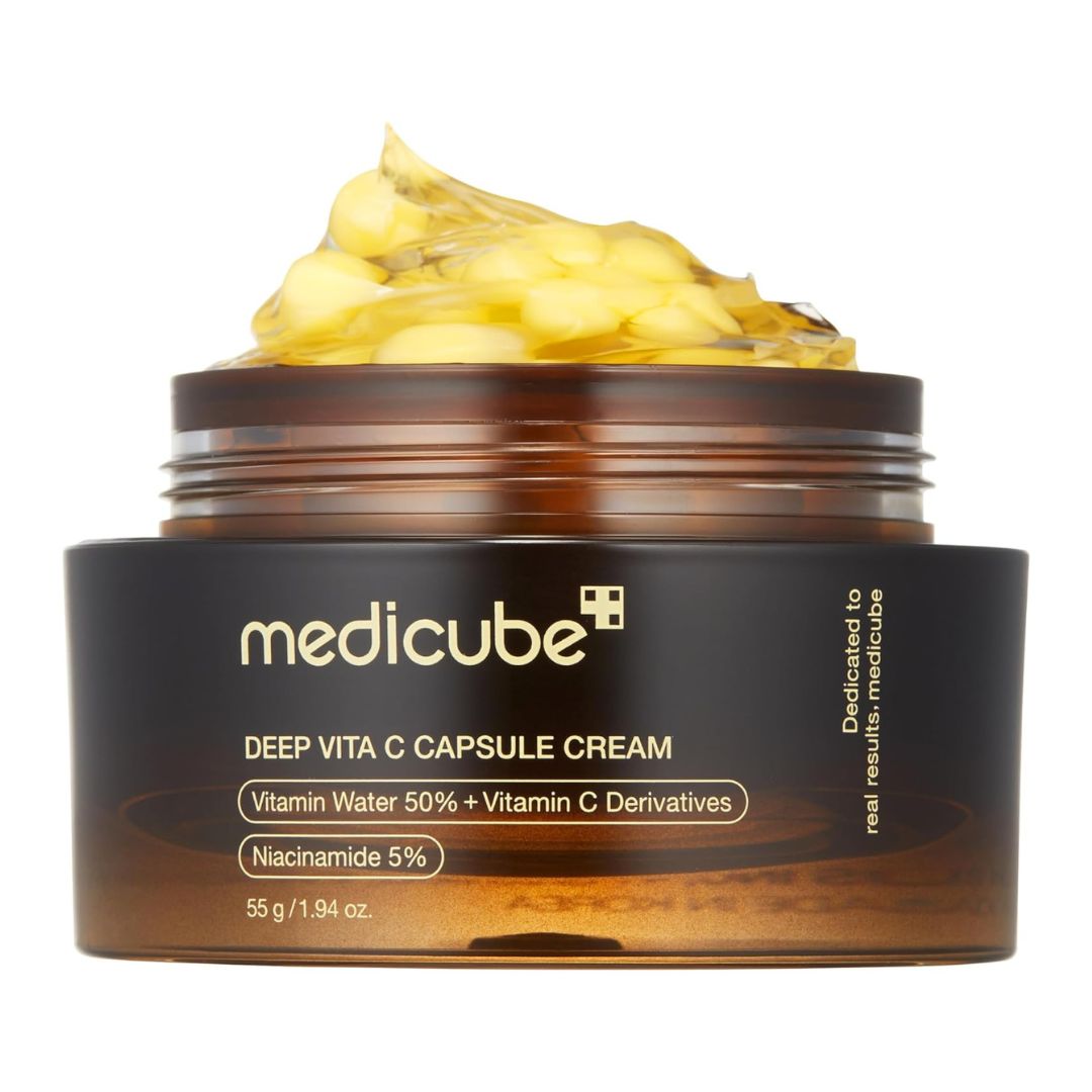 medicube Deep Vitamin C Golden Capsule Face Moisturizer - Liposome Capsules For Wrinkles, Skin Radiance - Transparent Gel for Glow Hydration - Korean Skin Care 1.94 oz