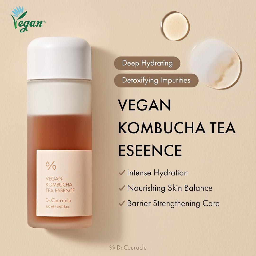Dr.Ceuracle Vegan Kombucha Tea Essence - Hydrating Milky Toner with Kombucha Tea Extract, Centella Asiatica, Ceramide, Korean Skincare (150 ml / 5.07 fl. oz.)
