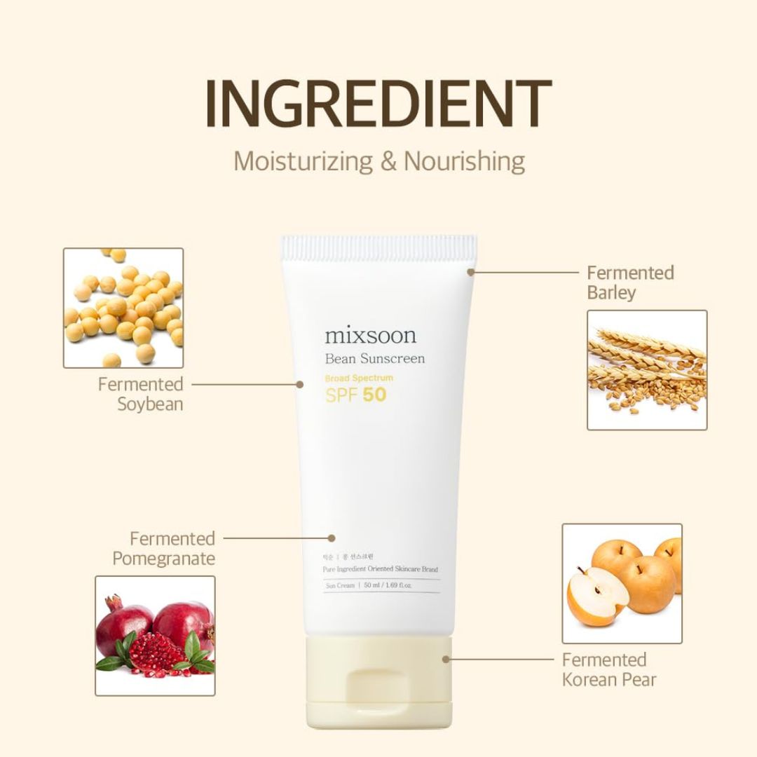 mixsoon Bean Sunscreen SPF 50 Airy Texture Type For Face Korean Skin Care 1.69 fl oz / 50ml