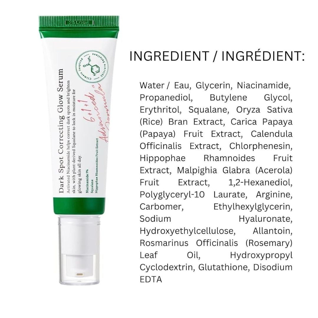 Dark Spot Correcting Glow Serum with 5% & Rice Bran | Firming & Moisturizing Face Serum for Uneven Skin Tone | Vegan & Cruelty-Free Korean Skin Care | 50ml / 1.69 fl. oz.